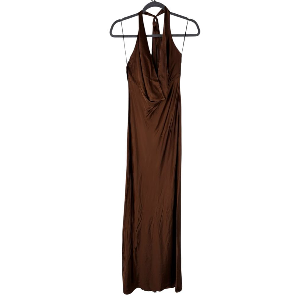 NBD Naila Halter Neck Gown Maxi Satin Party Formal Evening Elegant Gala Prom M - Picture 4 of 11